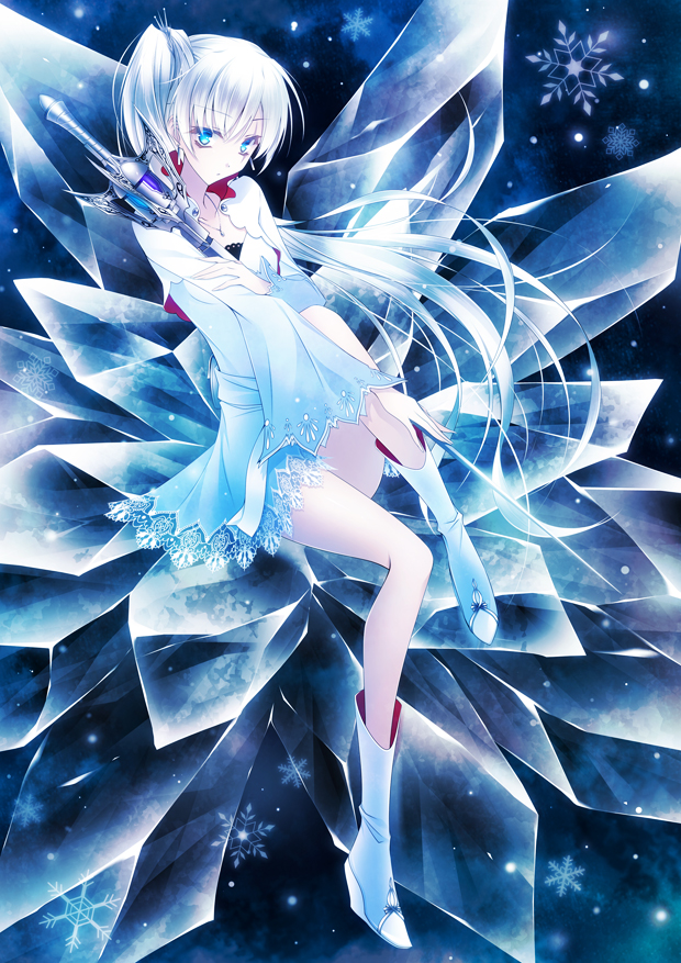 1girl, blue_boots, blue_dress, blue_eyes, boots, dress, drugstore04, earrings