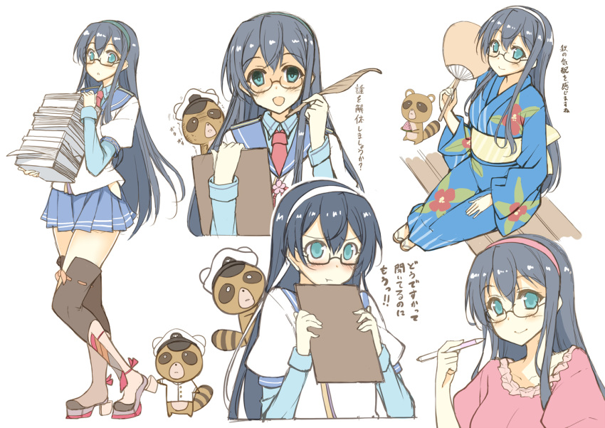 1girl, admiral_(kantai_collection), black_hair, blue_eyes, blush, boots, clipboard, empty_eyes