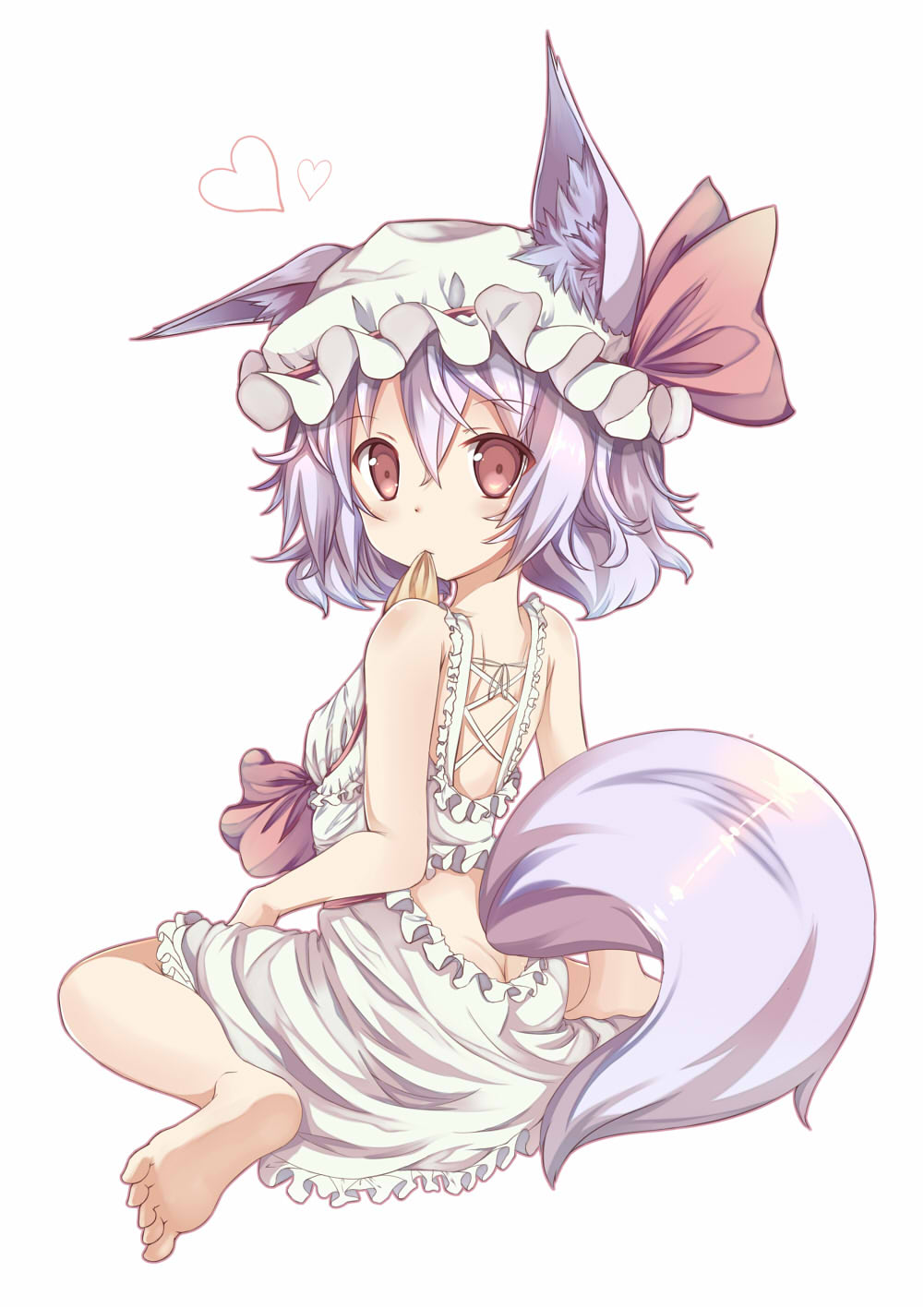 1girl, alternate_costume, animal_ears, ass_cutout, back, bare_shoulders, barefoot, dress