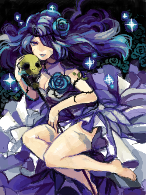 blue_rose, blue_roses, dress, flower, grimgrimoire, lujei_piche, megu_(megu-milk), nail_polish