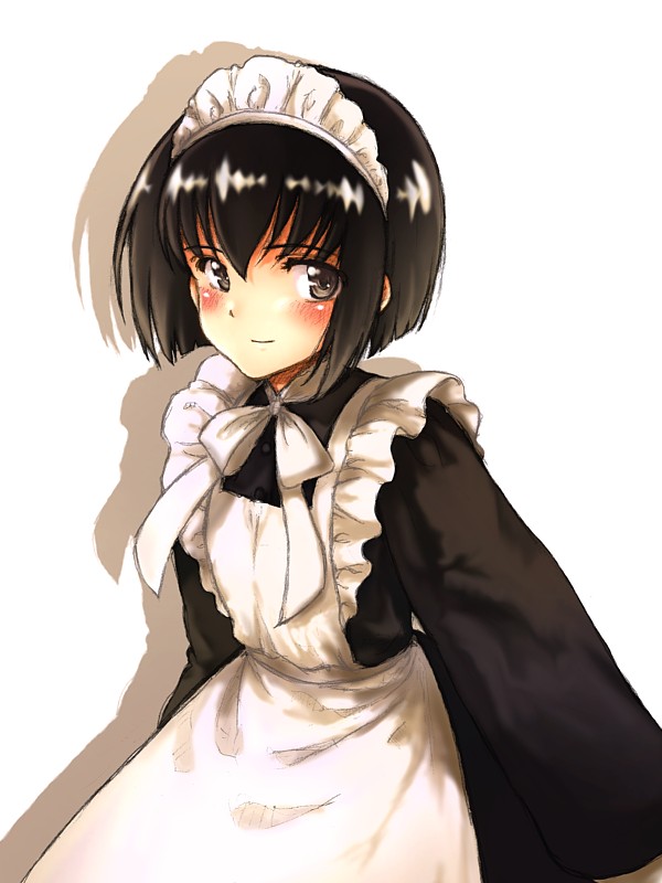 black_hair, blush, bob_cut, maid, maid_headdress, shirley, shirley_medison, short_hair