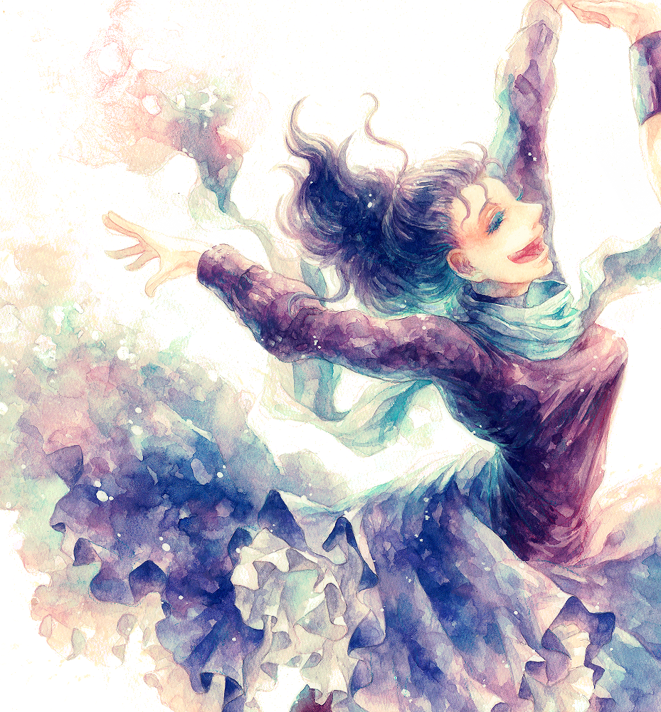 1girl, black_hair, closed_eyes, holding_hands, jojo_no_kimyou_na_bouken, open_mouth, scarf, sherry_polnareff