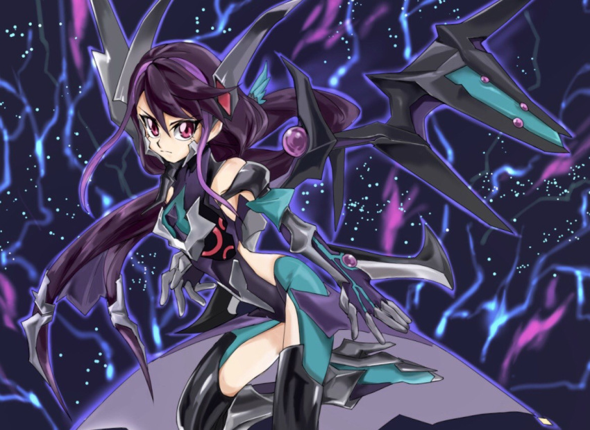 1girl, dark_rebellion_xyz_dragon, dark_rebellion_xyz_dragon_(cosplay), dragon_girl, kat_(4681526), kurosaki_ruri, long_hair, multicolored_hair
