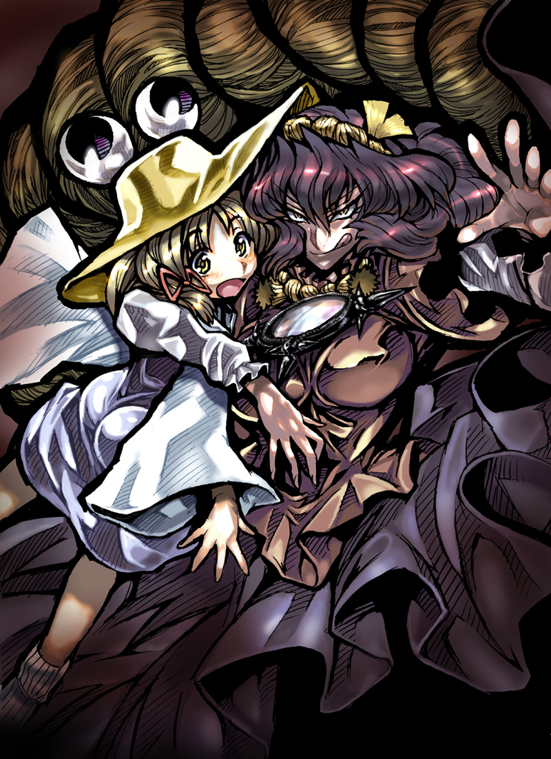 :p, :q, blonde_hair, evil, eyes, hands, hat, itagayui