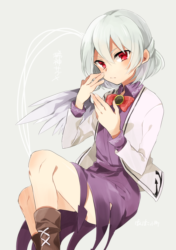 1girl, bow, dress, jacket, kishin_sagume, long_sleeves, open_clothes, open_mouth