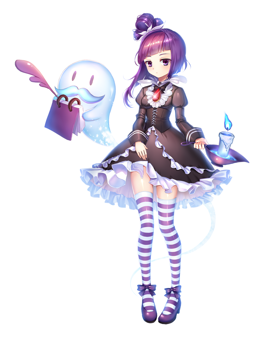 1girl, asymmetrical_hair, bangs, black_dress, blackberry_cookie, blue_fire, blunt_bangs, blush