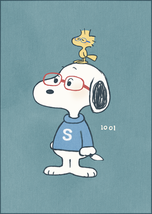 animal_on_head, ayu_(mog), bespectacled, bird, bird_on_head, blue-framed_glasses, dated, dog