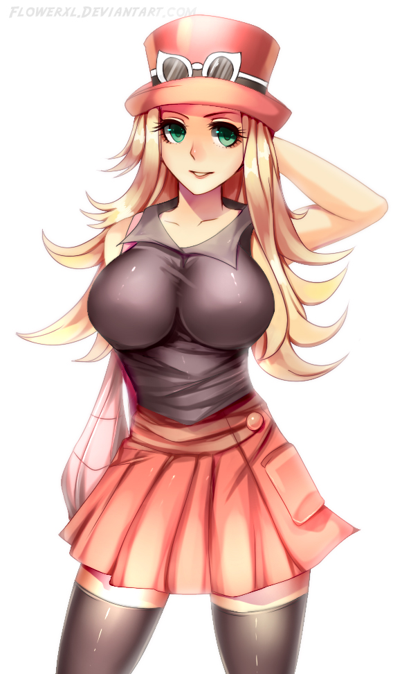 1girl, :d, bag, bare_arms, black_shirt, blonde_hair, breasts, collarbone