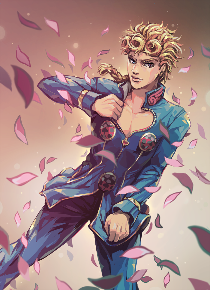 1boy, blonde_hair, blue_eyes, braid, giorno_giovanna, jojo_no_kimyou_na_bouken, kawiku, male_focus