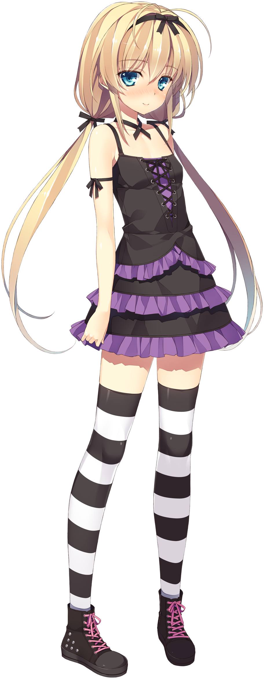 1girl, bare_shoulders, blonde_hair, blue_eyes, blush, dress, highres, juukishi_cutie_bullet