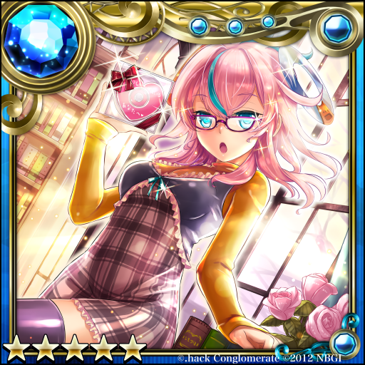 .hack//, 1girl, 2012, :o, alternate_hair_color, bespectacled, blue_eyes, blue_hair