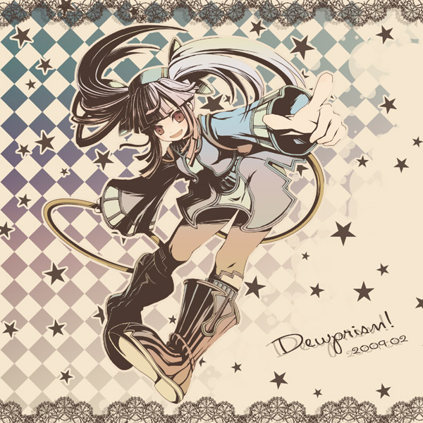 boots, checkerboard, checkered, dewprism, hoop, jewelry, leggings, long_sleeves