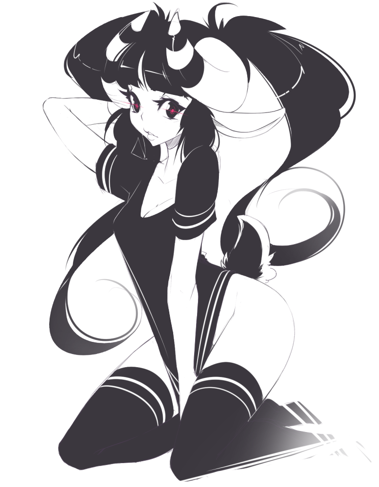 animal_ears, horns, long_hair, naked_shirt, no_panties, original, sheep_ears, sheep_girl
