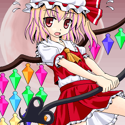 distress, flandre_scarlet, hat, laevatein, lowres, moon, noveske_n4, oekaki