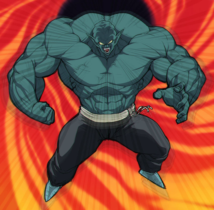 >:d, 1boy, :d, abs, bald, biceps, chiba_shigeru, dragon_ball