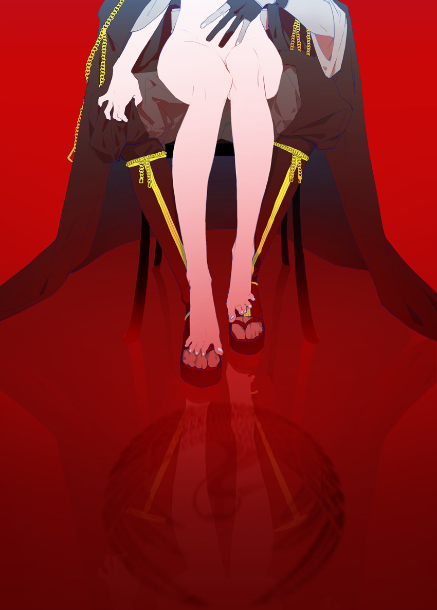 1boy, 1girl, alternate_color, black_gloves, boots, cape, chair, fcsz3d1a