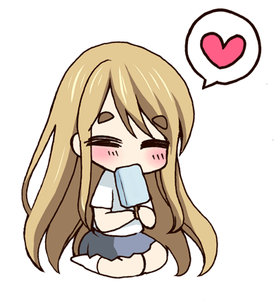 blonde_hair, blush, chibi, food, heart, ice_cream, k-on!, kotobuki_tsumugi