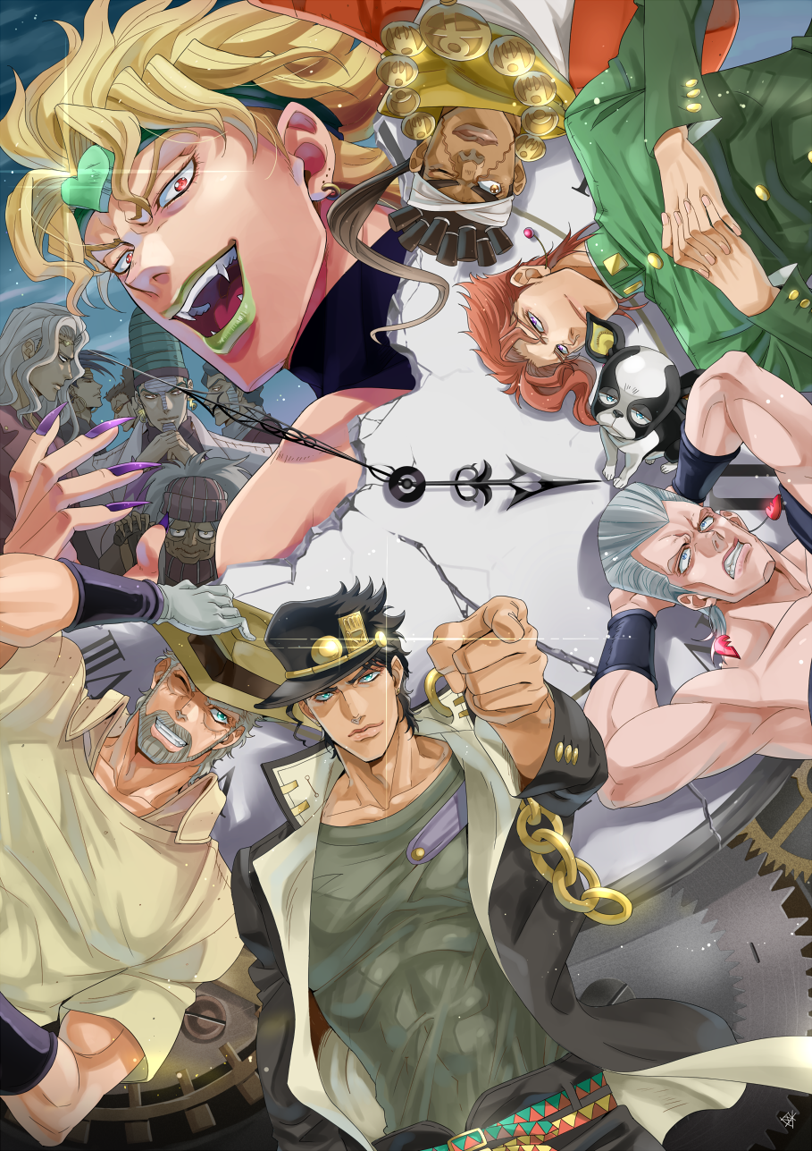 alessi, birthmark, black_hair, blonde_hair, blue_eyes, brown_eyes, brown_hair, chain