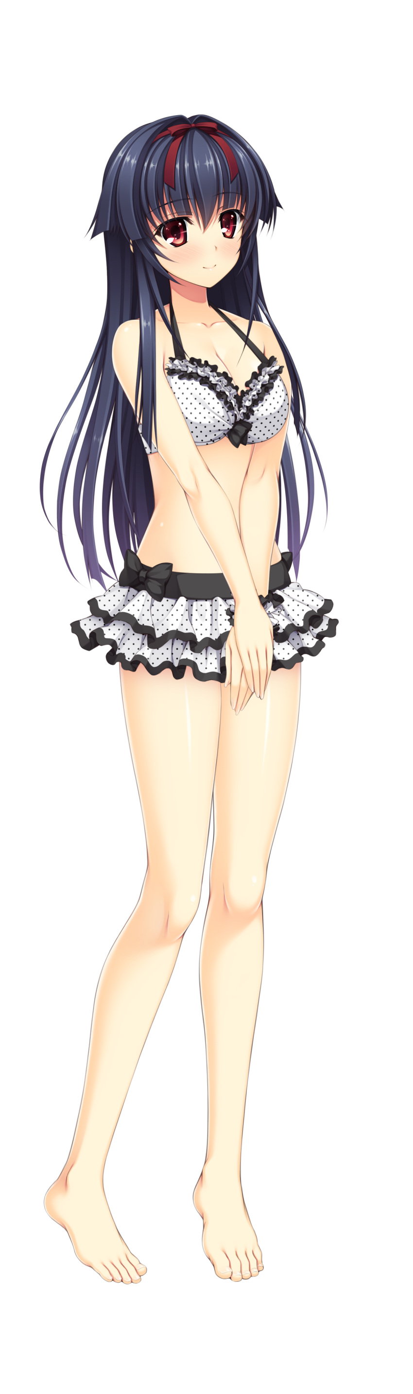 1girl, absurdres, asami_asami, bikini, black_hair, blush, breasts, cleavage