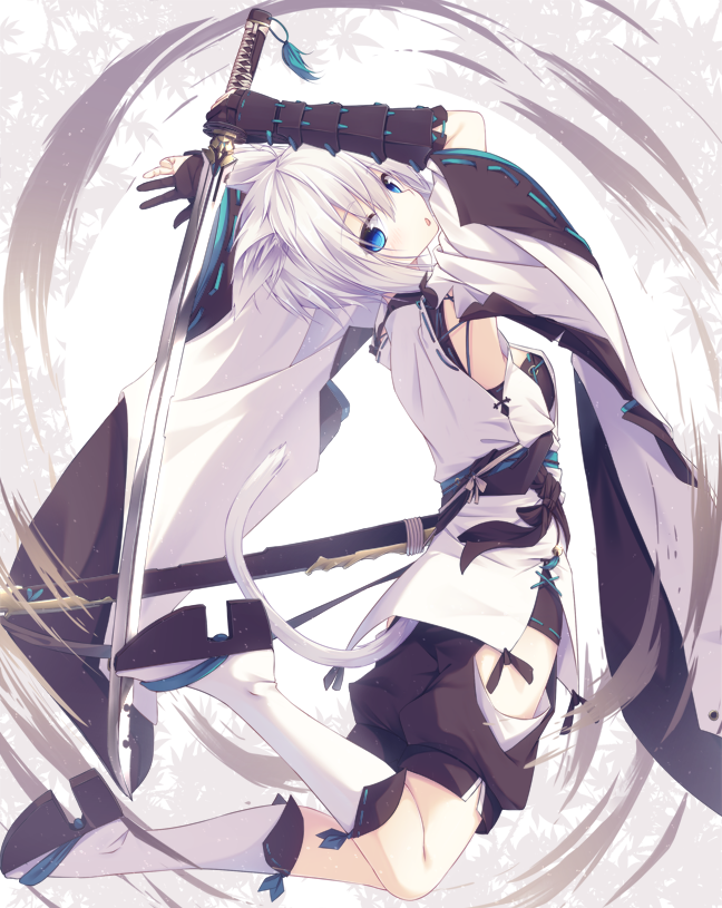 1girl, :o, animal_ears, armpits, arms_up, blue_eyes, cat_ears, cat_tail
