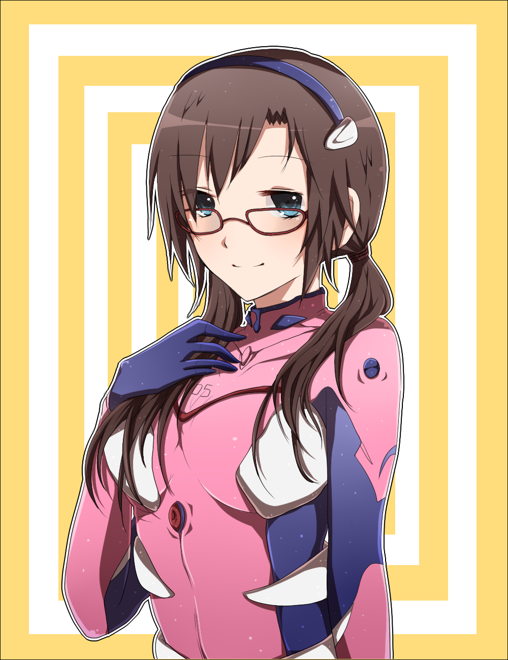 blue_eyes, brown_hair, glasses, highres, koko_(artist), koko_(pixiv56390), makinami_mari_illustrious, neon_genesis_evangelion