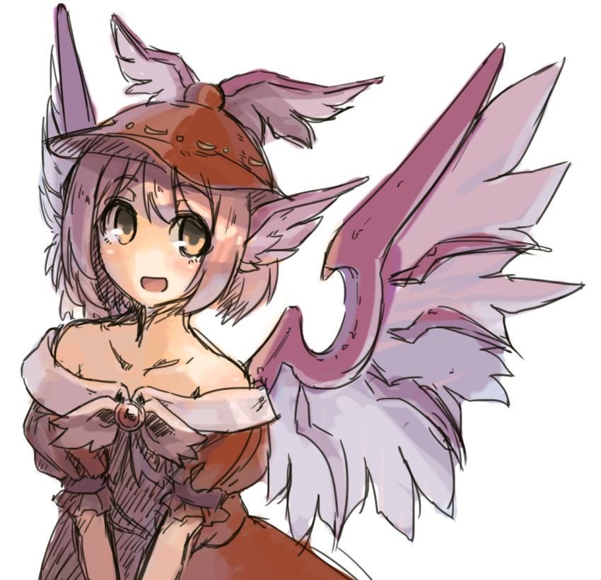 1girl, :d, adapted_costume, animal_ears, arm_garter, bare_shoulders, brown_dress, dress