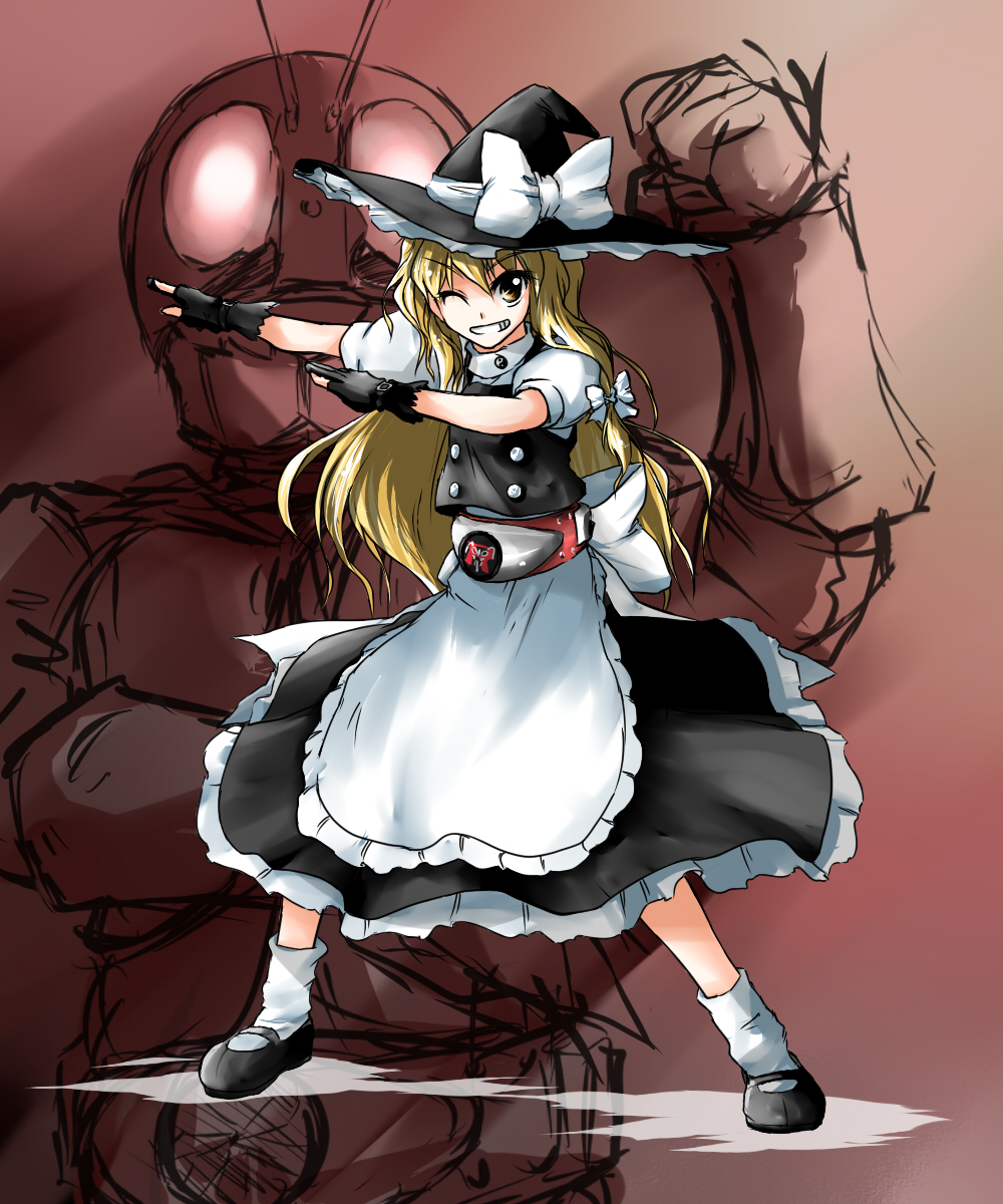 1boy, 1girl, apron, black_dress, black_gloves, black_shirt, black_shoes, blonde_hair