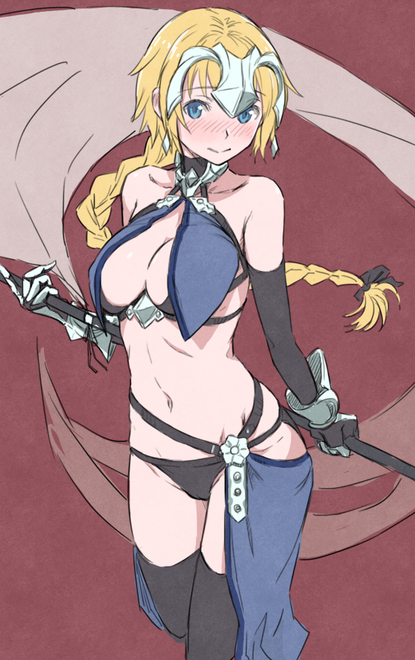 1girl, adapted_costume, bare_shoulders, black_gloves, black_legwear, black_panties, blonde_hair, blue_eyes