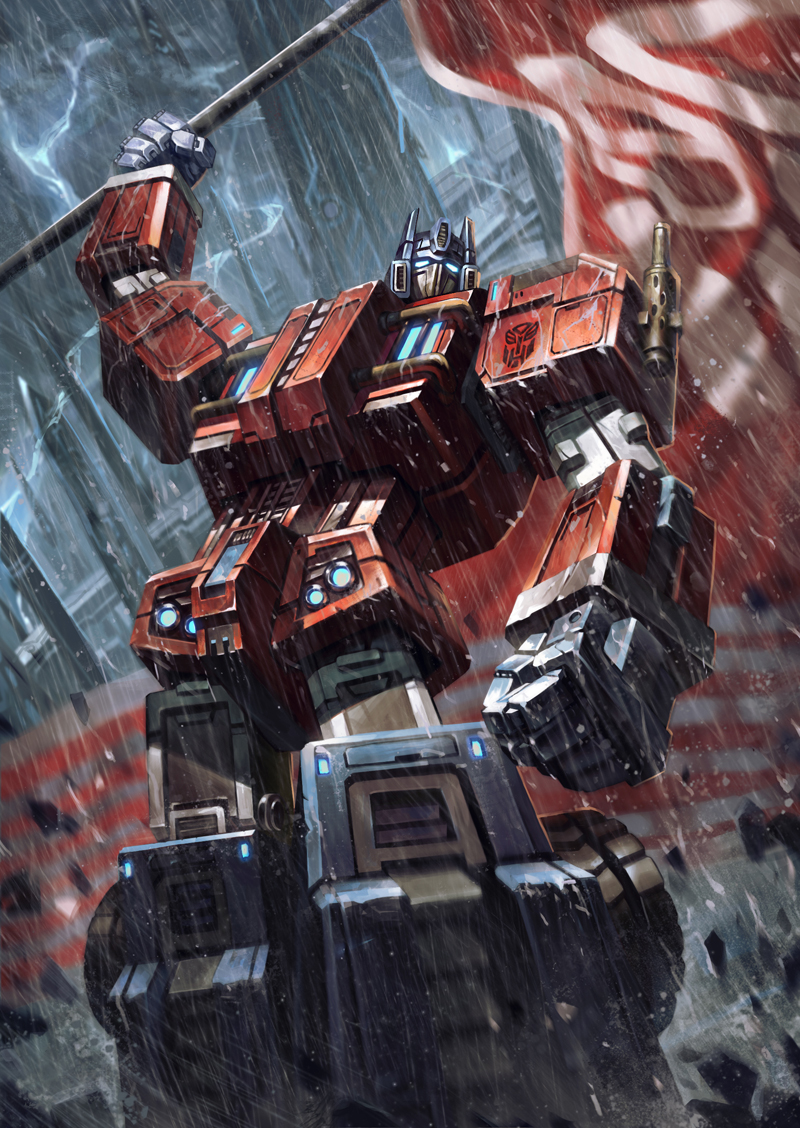 autobot, flag, kote_(tures), mecha, optimus_prime, rain, robot, tagme