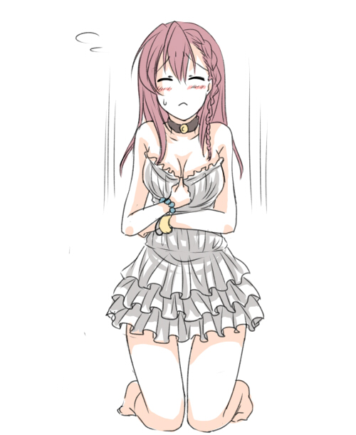 1girl, atelier_(series), atelier_escha_&amp;_logy, bare_legs, barefoot, blush, bracelet, braid
