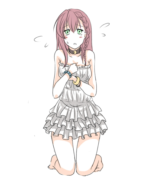 1girl, atelier_(series), atelier_escha_&amp;_logy, bare_legs, barefoot, bracelet, braid, choker