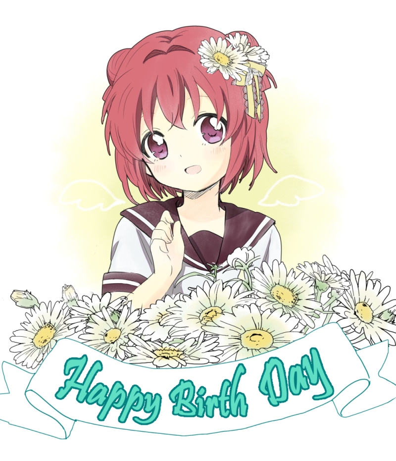 1girl, akakokko, akaza_akari, double_bun, flower, hair_bun, hair_flower, hair_ornament