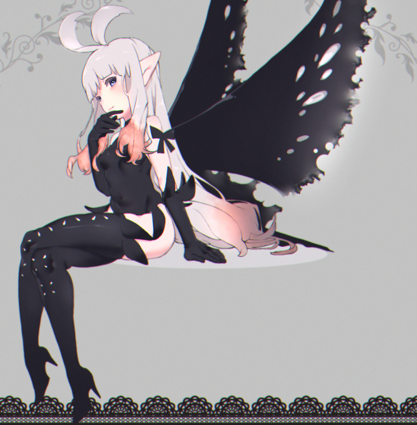 1girl, ahoge, anne_(bravely_second), antenna_hair, blue_eyes, boots, bravely_default:_flying_fairy, butterfly_wings