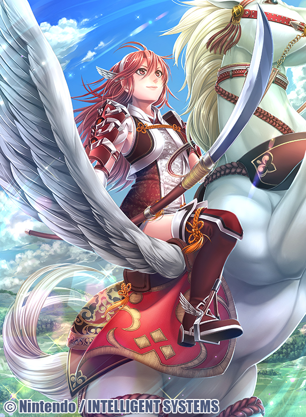 1girl, fire_emblem, fire_emblem_cipher, fire_emblem_if, fumi_(butakotai), long_hair, matoi_(fire_emblem_if), pegasus