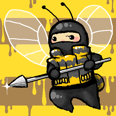 bee, chibi, insect_wings, metal_gear_solid, metal_gear_solid_3, oekaki, polearm, spear