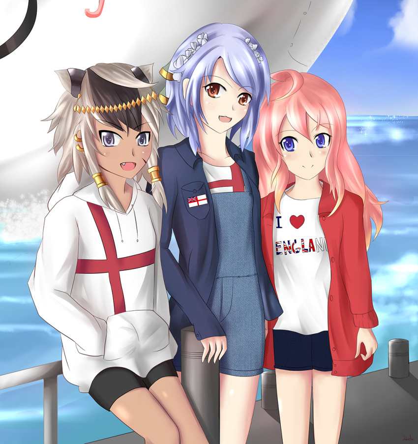 artist_request, hms_jackal, hms_jackal_(zhan_jian_shao_nyu), hms_javelin_(zhan_jian_shao_nyu), hms_juno_(zhan_jian_shao_nyu), multiple_girls, ocean, tagme