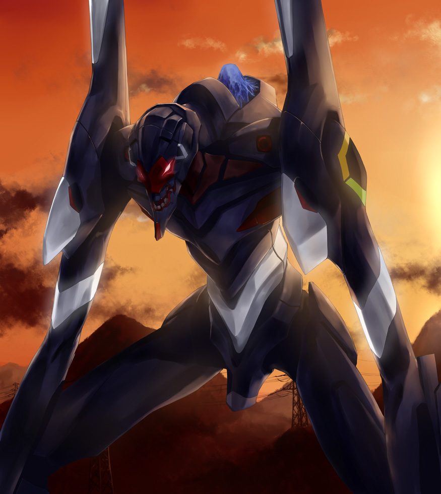 bad_id, bardiel, cloud, clouds, eva_03, grin, mecha, neon_genesis_evangelion