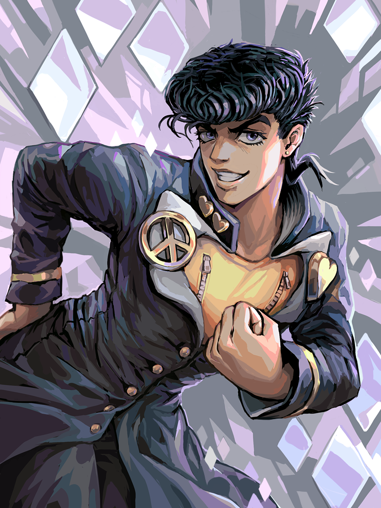 1boy, black_hair, gakuran, higashikata_jousuke, jojo_no_kimyou_na_bouken, kawiku, pompadour, school_uniform