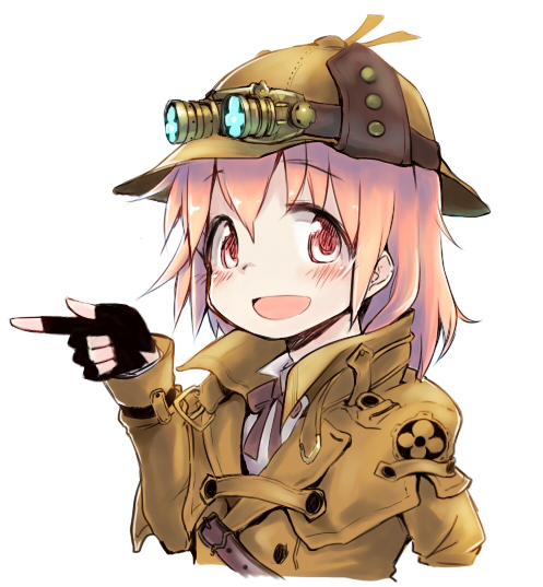 1girl, :d, coat, dai_gyakuten_saiban, damenano104, fingerless_gloves, gloves, goggles_on_hat