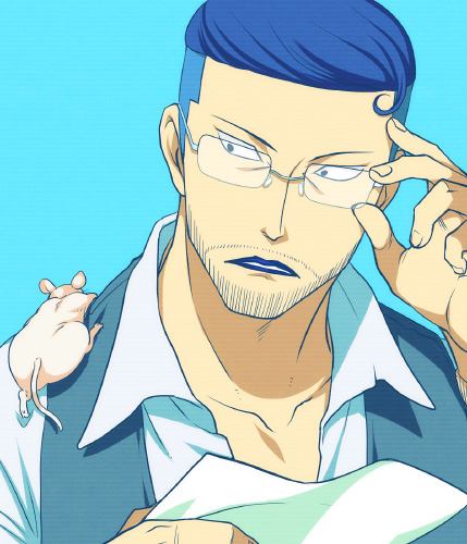 beard, blue_hair, facial_hair, glasses, iceburg, jii, lowres, male