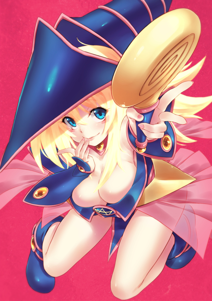 1girl, aiming_at_viewer, alphy, bare_shoulders, blonde_hair, blue_boots, blue_eyes, blush