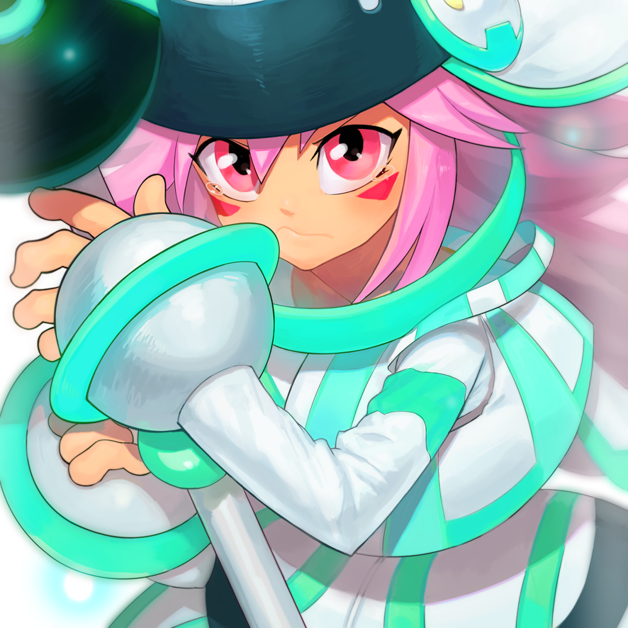 1girl, dress, duel_monster, facial_mark, female, gennai-yu, hat, long_hair