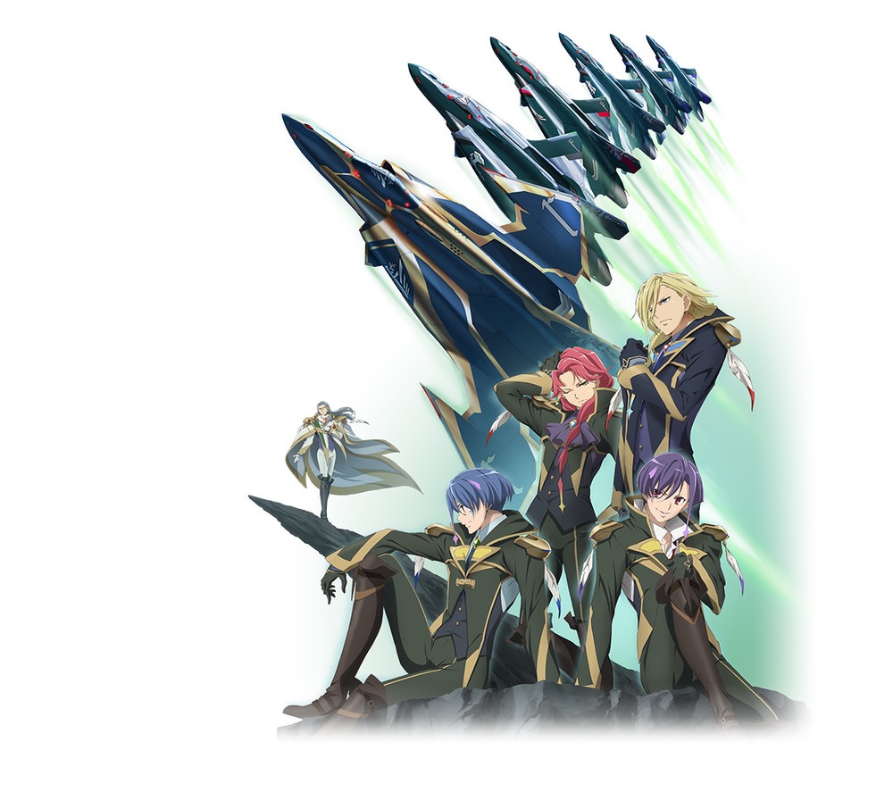 flying, macross, macross_delta, mecha, official_art, promotional_art, science_fiction, simple_background, sv-262, tagme