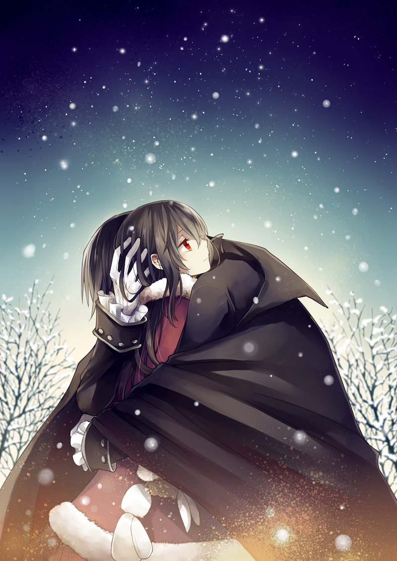 1boy, 1girl, bow, brother_and_sister, brown_hair, capelet, child, formal