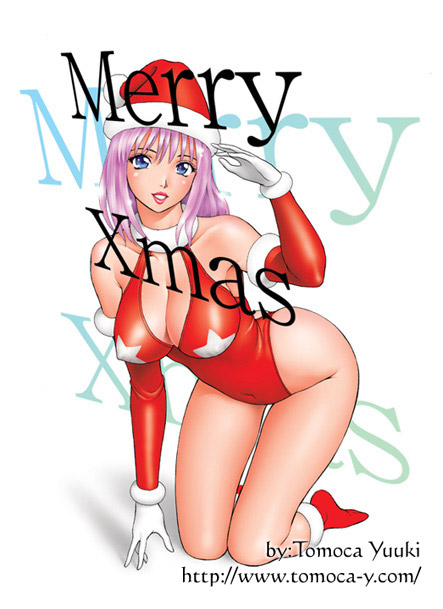 bent_over, blue_eyes, breasts, christmas, collar, curvy, gloves, hat