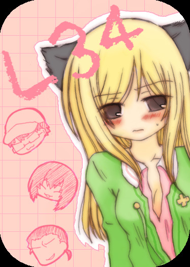 2boys, 2girls, animal_ears, blonde_hair, blush, breasts, brown_eyes, cat_ears