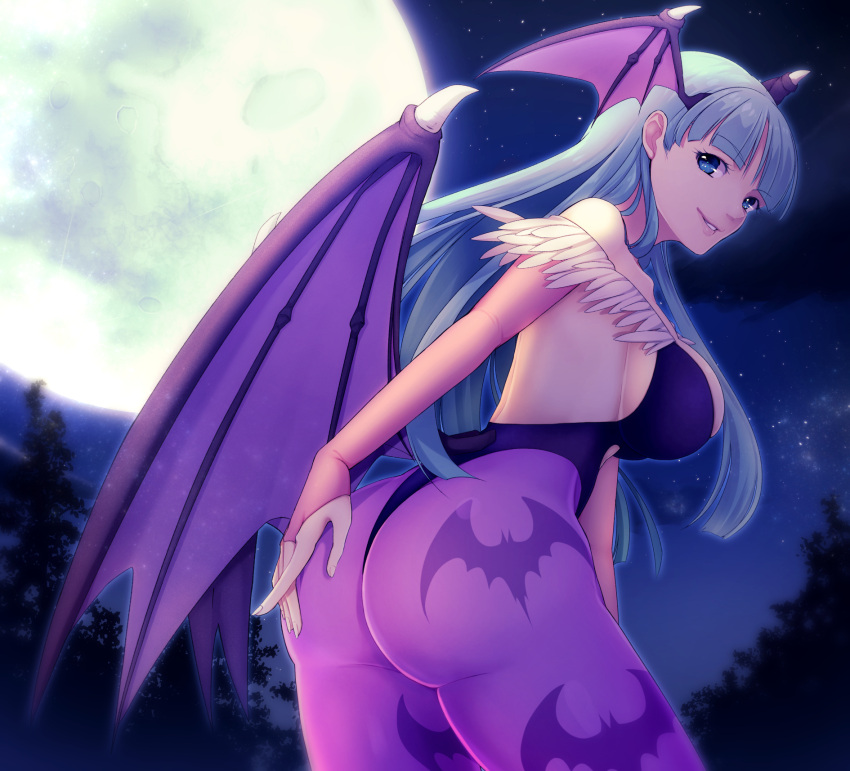 1girl, asazuke25, ass, bridal_gauntlets, head_wings, highres, leaning_forward, long_hair