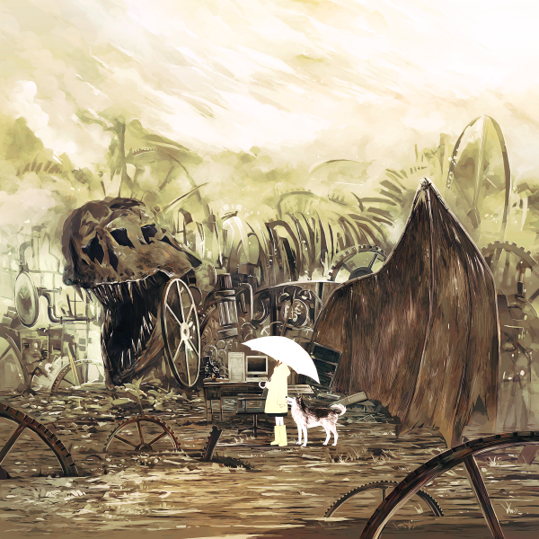 gears, kusanagi_koyori, original, skeleton, umbrella