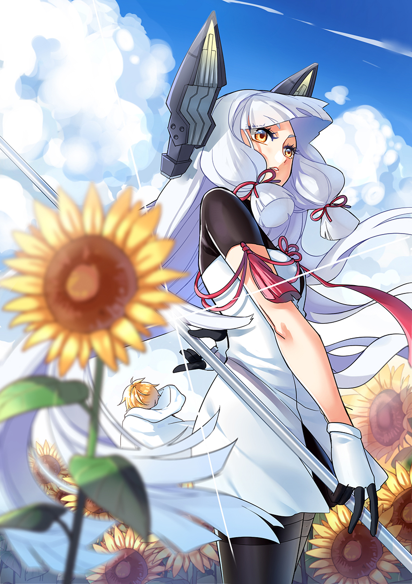 1boy, 1girl, awh, blonde_hair, brown_eyes, cape, crossover, gloves