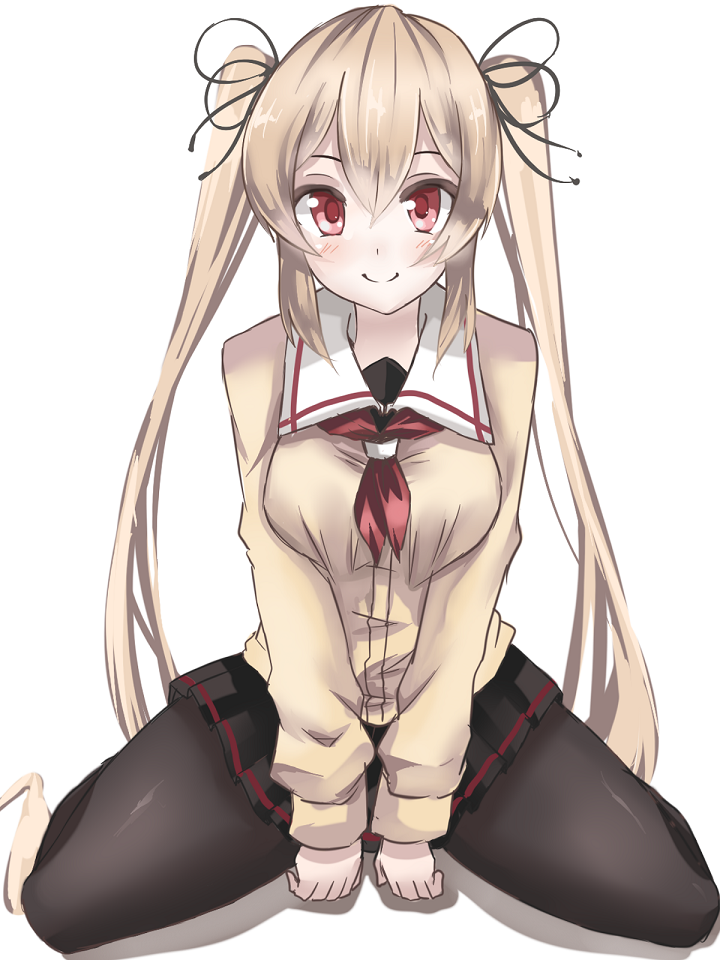 brown_hair, cardigan, kantai_collection, long_hair, murasame_(kantai_collection), red_eyes, school_uniform, serafuku